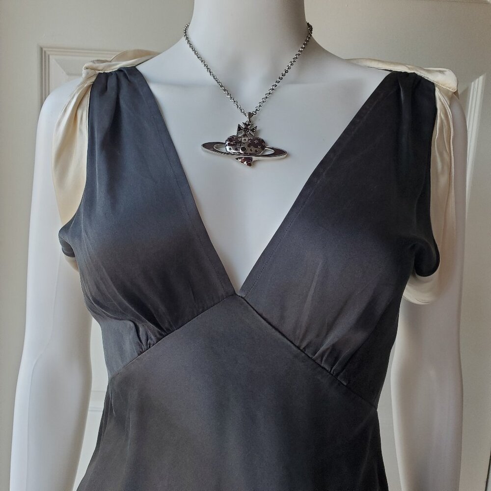 Women's Black Silk Sleeveless Empire Waist Blouse Top - Picture 2 of 11